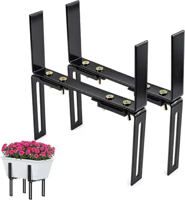 Produktbild von Balkonkästenhalter 2 Stück, H-Form drehbar, ohne Bohren, für Geländer 2-26,5 cm, für Balkon