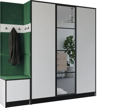 Produktbild von KIER FURNITURE Kleiderschrank EDEN, Schlafzimmer Schrank, Garderobeschrank, Flurschrank Weiß & Grün 209,6x205x39 cm
