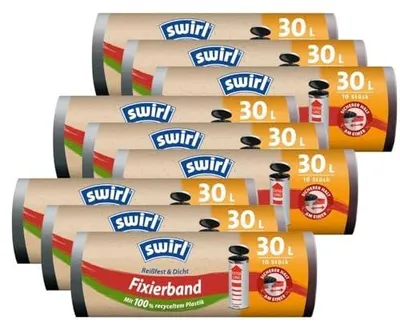 Zdjęcie produktu dla Worki na śmieci 30 l z taśmą mocującą długie swirl 90 szt.