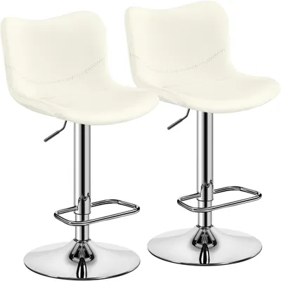 Produktbild von Yaheetech Barhocker Tresenhocker 2er Set, Drehhocker höhenverstellbar, mit Rückenlehne & Fußstütze, Weiß
