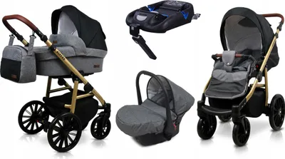Produktbild von BabyLux® Aspero | 4in1 Kinderwagen Set | Grey Flex Black | Kombikinderwagen | Kinderwagenset | I