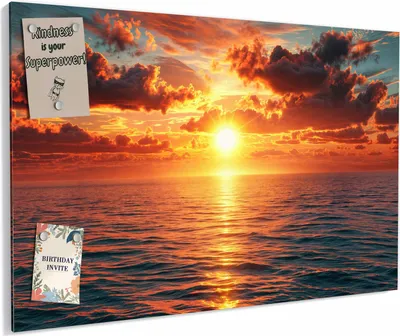 Produktbild von Magnettafel 60x40cm magnetisch & beschreibbar Metall-Board - Sonnenuntergang Meer