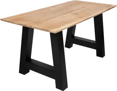 Produktbild von Esstisch 260 x 100 cm Akazie massiv naturfarben Schweizer Kante A-Gestell AMALIE