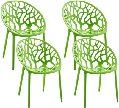 Produktbild von CLP 4er Set Gartenstühle Hope mit Lehne stapelbar wetterfest UV-beständig bis 150 kg grün