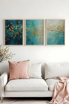 Produktbild von Wallity, Elegantes Dekoratives Wandbild (3 Teile), 50 x 70 cm | 100% MDF (3 mm) mit Rahmen aus massivem Holz (2,5 cm) | Perfekt für modernes Wohnen und stilvolle Akzente.