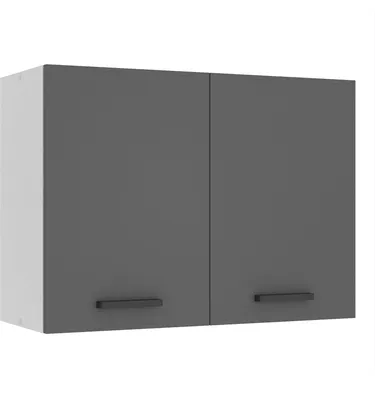 Produktbild von Belini Hängeschrank Küche, Küchenschränke SG. Breite 80 cm. Oberschrank mit 2 Türen, Küchenhängeschränke, Wandschrank Hängend, Silber matt