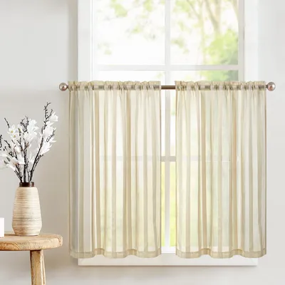 Scheervoile 2er-Set beige 90x115 cm mit Kordelzug
