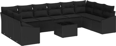 Produktbild von "2026"Cloris Gartensofa-set mit Speicher Schwarz Poly-Rattan - Gartenmöbelgarnituren eleganten376808