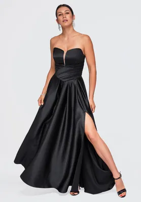 Produktbild von LARICA festliches Kleid mit Herz-Ausschnitt und asymmetrischem Drapierung LA-OM-DLR403 black S