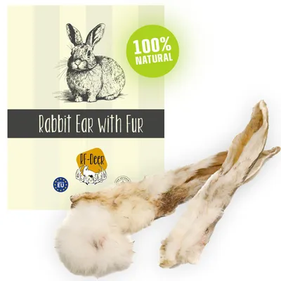 Image de 1 kg (50-80 pièces) de friandises naturelles pour chiens oreilles de lapin avec poils d'oreilles de lapin 100% naturelles à mâcher, faibles en gras, pour tous les chiens