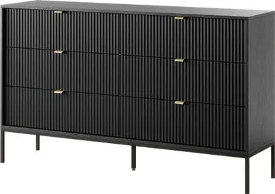 Produktbild von FURNLUX Kommode Avon Schwarz 154cm / Hauptfarbe: Schwarz / Abmessungen: 154 x 91 x 39 cm