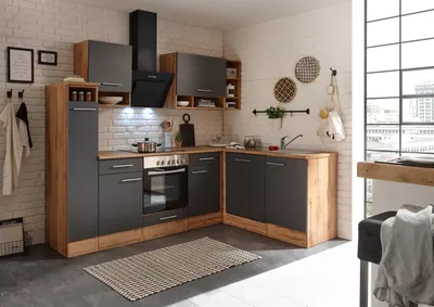 Produktbild von Küche Küchenzeile Küchenblock Winkelküche Eiche Grau Hilde 250x172 cm Respekta