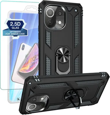 Produktbild von Armor Outdoor Hülle mit 9H Displayglas Displayschutz für Xiaomi Mi 11 Lite 5G – Farbe: Schwarz