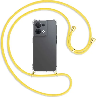 Produktbild von Handykette Backcover-Schutzhülle mit Band (Metall goldfarben) für Oppo Reno8 5G (CPH2359, 6.4'') - gelb