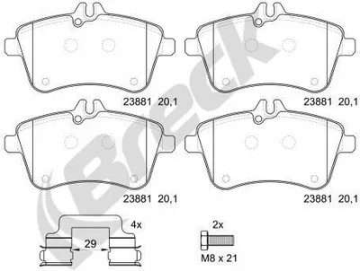 Produktbild von BRECK Bremsbeläge Satz Vorne Bremsklötze passend für MERCEDES-BENZ A-Klasse (W169) 23881 00 701 10