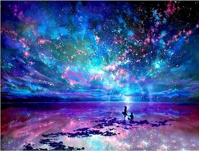 Produktbild von "Sternenhimmel"-Malerei nach Zahlen, 40x50 cm, auf Leinwand, bereits auf Keilrahmen gespannt