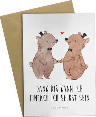 Produktbild von Mr. & Mrs. Panda Klappkarte Bären Gay Pride - Weiß - Geschenk, Hochzeitskarte, dankeskarten, einladungskarten, osterkarten, weihnachtskarten, Grußkarten