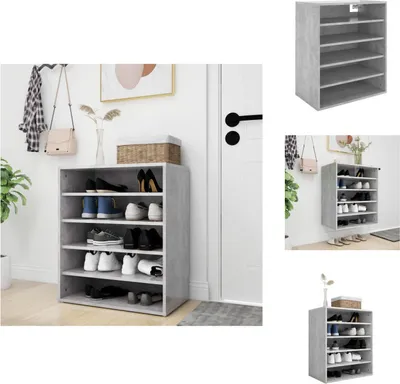 Immagine prodotto di vidaXL Scarpiera grigio cemento 60x35x70 cm in legno - Scarpiere e armadietti