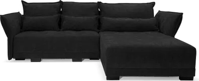 Produktbild von Ecksofa COMFORTE DELUXE L-form mit Schlaffunktion und Bettkasten in Stoff Rosario Schwarz, Seite Universal, B250 x T187 x H95 cm
