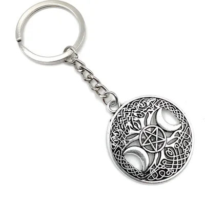 Produktbild von Onwomania Mond Judenstern Muster Schlüsselanhänger Metall Glücksbringer in Alu Geschenkbox, ideal zum Verschenken