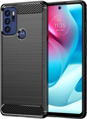 Produktbild von Silikon Hülle Carbon kompatibel mit MOTOROLA MOTO G60S TPU Case Soft Handyhülle Cover Schutzhülle Schwarz