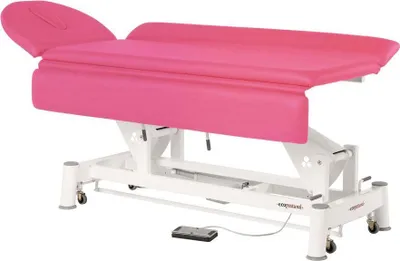 Produktbild von Therapieliege, Untersuchungsliege mit Gesichtsloch, elektr. div. Farben + Hocker, Farbe:50 himbeere