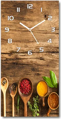 Produktbild von Wanduhr aus Glas – 30x60 cm - Glasbild - Glasuhr - Gehärtetes Glas -Bunte Gewürze