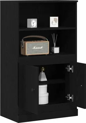 Obrázok produktu pre vidaXL Highboard čierny dubový vzhľad 60 x 35,5 x 103,5 cm