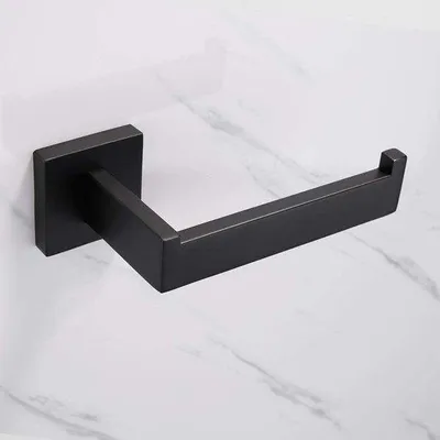 Produktbild von Schwarze Toilettenpapierhalter mit modernem Design, quadratische Toilettenpapieraufhängung für Badezimmer in schwarz