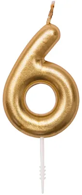 Produktbild von Zahlenkerze Zahl 6 Farbe Gold