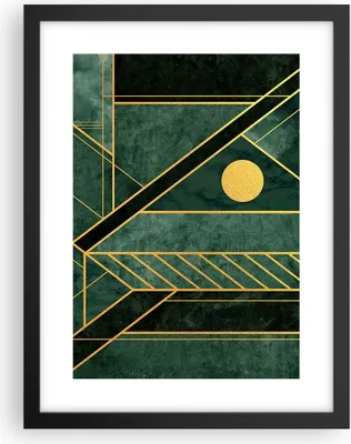 Produktbild von Gerahmtes Poster - Schwarzer Rahmen - Grün Stück geometrisch - 30x40 cm - Wand Bild - Wanddeko - Wandbilder - Kunstposter - Wandposter - Bilderrahmen - Bilder - Kunstdruck - P2BPA30x40-4797