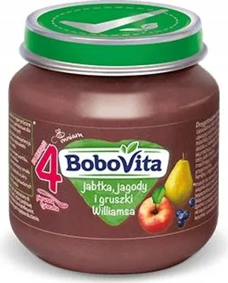 Zdjęcie produktu dla BoboVita Jabłka jagody i gruszki Williamsa po 4 miesiącu 125 g