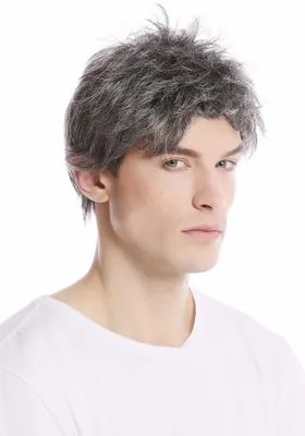 Produktbild von WIG ME UP Herrenperücke Struppig Kurz Grau Dunkelgrau GFW1169-44