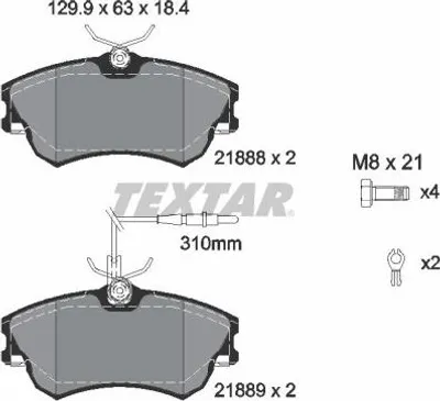 Produktbild von TEXTAR Bremsbeläge Satz Vorne für RENAULT ESPACE III (JE0) 2188801