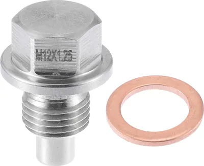 Image de Vis Vidange M12 x 1,25 Bouchon Carter d'huile Véhicule Moteur Magnétique Inox avec Joint Cuivre