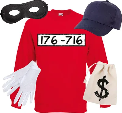Produktbild von Panzerknacker Sweatshirt – Langarm Banditen Kostüm Shirt aus Baumwolle – Uni Räuber & Gauner Verkleidung für Damen & Herren – Perfekt für Karneval, Fasching & Motto-Partys (Größen S–3XL) Größe wählen: L