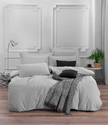 Produktbild von L'Essentiel Linge de Maison, King-Size-Bettbezug-Set (FR), Solid - Grey, 65 % BAUMWOLLE / 35 % POLYESTER, Grau, 240 x 220 cm