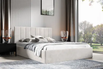 Produktbild von Polsterbett 160 x 200 cm – gestepptes Kopfteil, stabiler Sperrholz-Bettrahmen, modernes Design MONTI (Trinity 01)