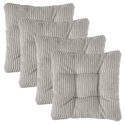 Stuhlkissen-Set 4er-Pack 38x38x6 cm Rippstoff Kieselgrau