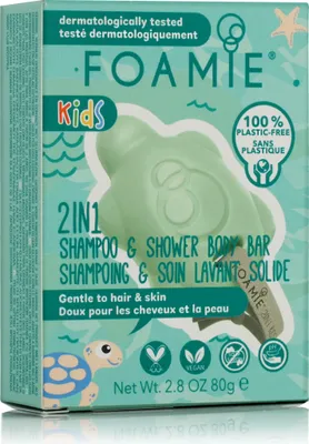 Obrázek produktu pro Foamie Kids 2v1 šampon a sprchová tyčinka Turtelly Cool - Mango & Coconut 80 g