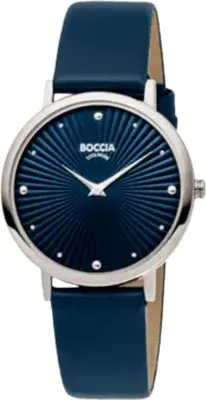 Produktbild von Boccia 3365-02 Damenuhr Titan mit Lederband Dunkelblau