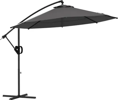 Produktbild von Outsunny parasol wspornikowy Ø293 cm z podstawą krzyżową, parasol z korbą, pochylany i z 8 żebrami, wiszący parasol tarasowy na basen, do ogrodu, na balkon, szary