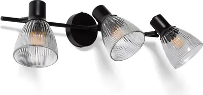 Produktbild von Wandleuchte Metall und Glas Aron 3 Strahler Schwarz