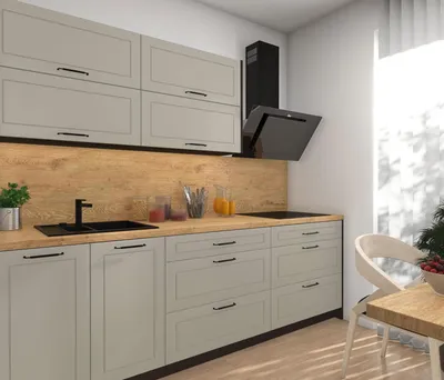 Produktbild von Modulare Küchenzeile KVANTUM Küchenblock 240cm Farbe & Ausführung wählbar REJS Comfortbox Vollauszug vanille matt lava