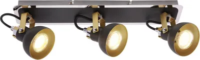 Produktbild von Deckenspot GU10 verstellbar in Schwarz Gold 3-flammig länglich Retro Spot Lampe Decke