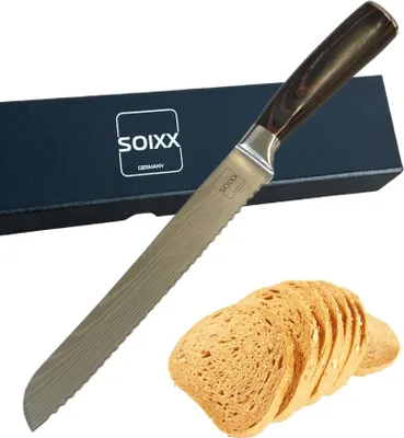 Produktbild von SOIXX Brotmesser, Edelstahl, Wellenschliff, extra scharfe Klinge, Holzgriff, Geschenkbox