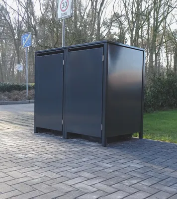 Produktbild von 2 Mülltonnenboxen o.Stanzung Anthrazit komplett RAL 7016 für 240Liter Mülltonnen
