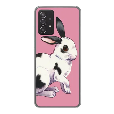 Produktbild von MuchoWow® Handyhülle Schutzhülle Hülle für Samsung galaxy a73 Kaninchen mit rosa Hintergrund Silikon Softcase Handy Hülle - Handyhülle