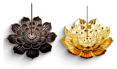 Produktbild von 2 Stück Räucherstäbchenhalter, Lotus Räuchergefäß, 6-Loch Weihrauchbrenner, Halter für Räucherkegel oder Dekoration