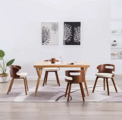 Produktbild von The Living Store Esszimmerstühle 4 Stk. Creme Bugholz und Kunstleder